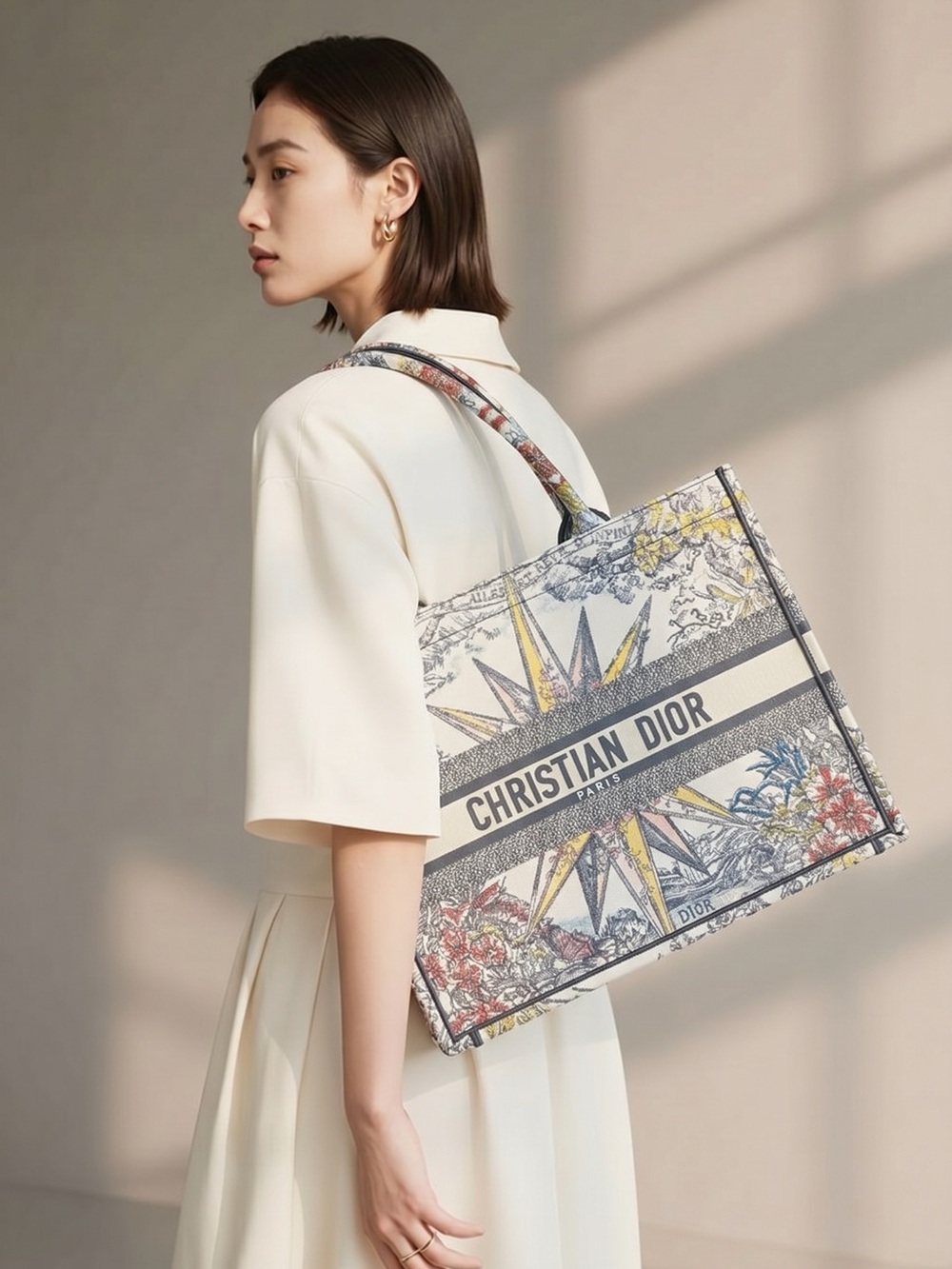 Large Embroidered Book Tote - Multicolor